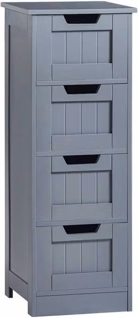 KORVIXA Modern 4 Drawer Bathroom Cabinet Storage Organiser in Grey, W/D/H: 100 x 81 x 100 cm