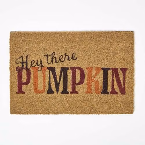 Homescapes Hey There Pumpkin Coir Doormat, Brown and Orange, W/D: 60 x 40 cm – 1