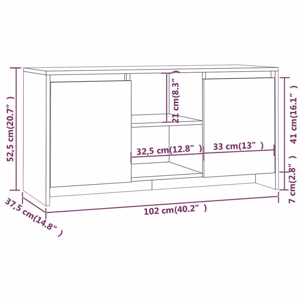 EONLION Minimalist White Matt TV Cabinet W/D/H: 102 x 37.5 x 52.5 cm – 2