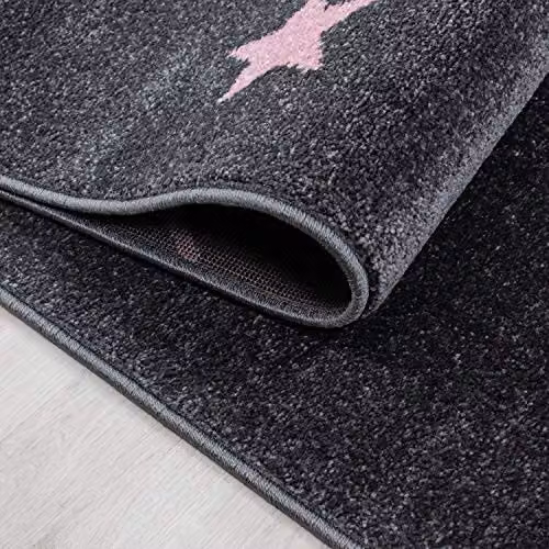 Bravich Pink Stars Kids Rug, W: 160 cm, D: 230 cm, Soft Anti-Allergic Polypropylene Play Mat for Bedrooms and Nurseries – 4
