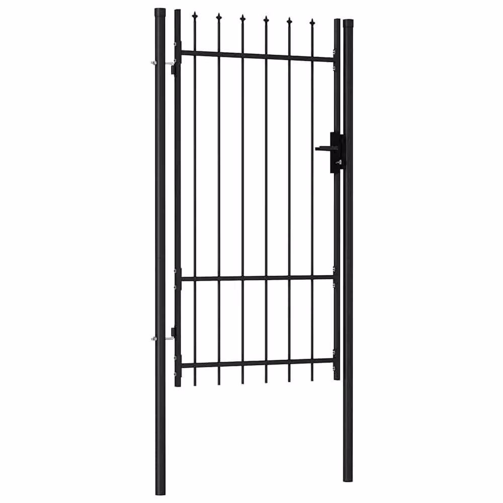 Berkfield Home Durable Steel Single Door Fence Gate with Spike Top, Black, W: 1.0 m, H: 1.75 m – 3