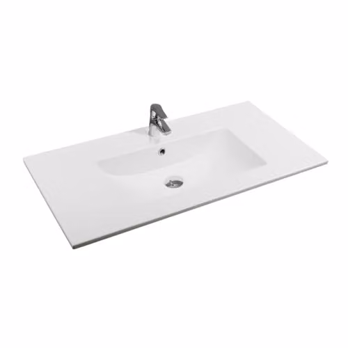 Limoge 4001A Ceramic Rectangular Inset Bathroom Basin in White, W/D/H: 91 x 46 x 16 cm – 2