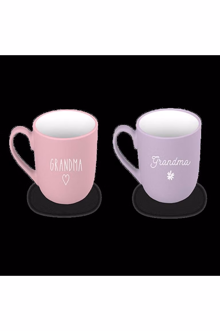 KDMD Grandma Matte Ceramic Mug 2 Pack in Multicolour