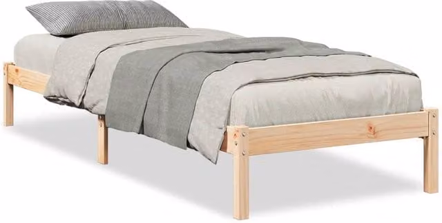 Berkfield Home Extra Long Solid Wood Pine Bed Frame in Beige, W: 80 cm, L: 220 cm