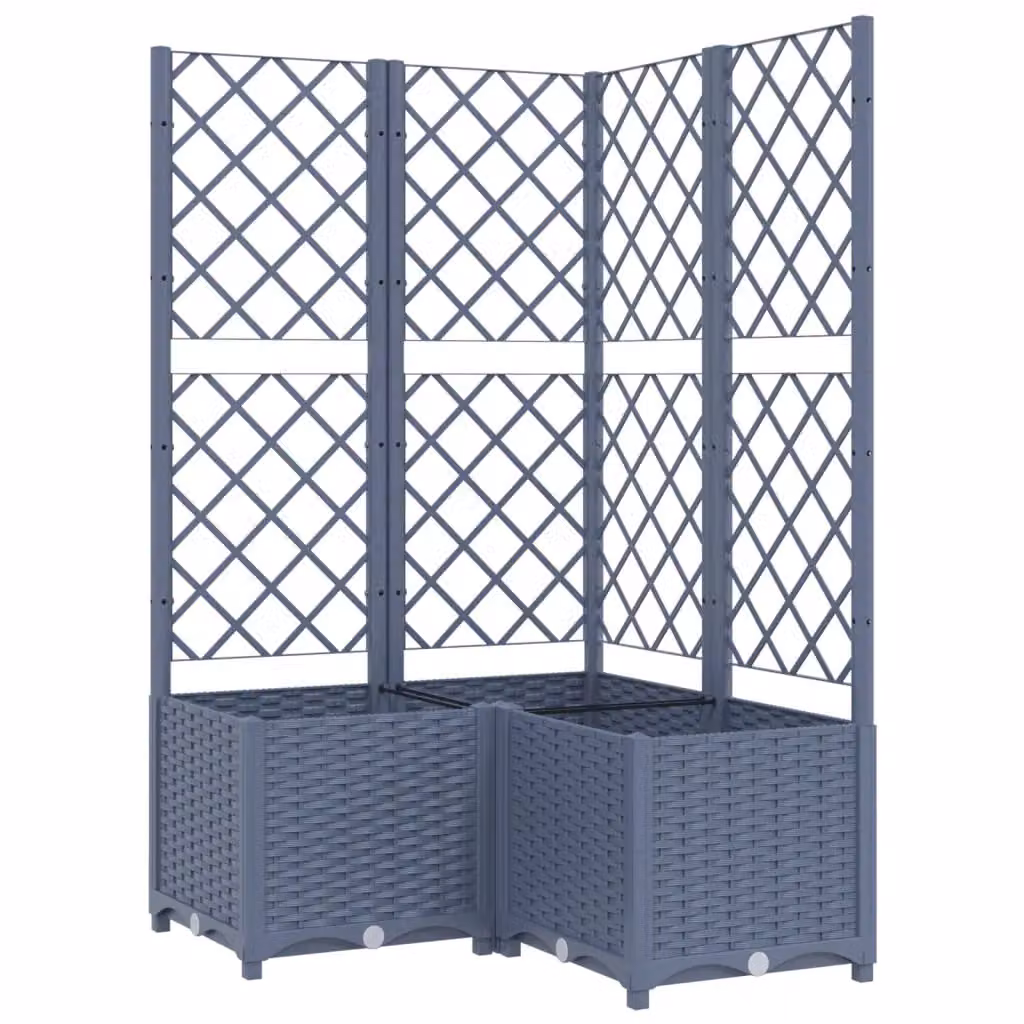 Berkfield Home Garden Planter with Trellis in Dark Grey, W/D/H: 80 x 80 x 136 cm – 2