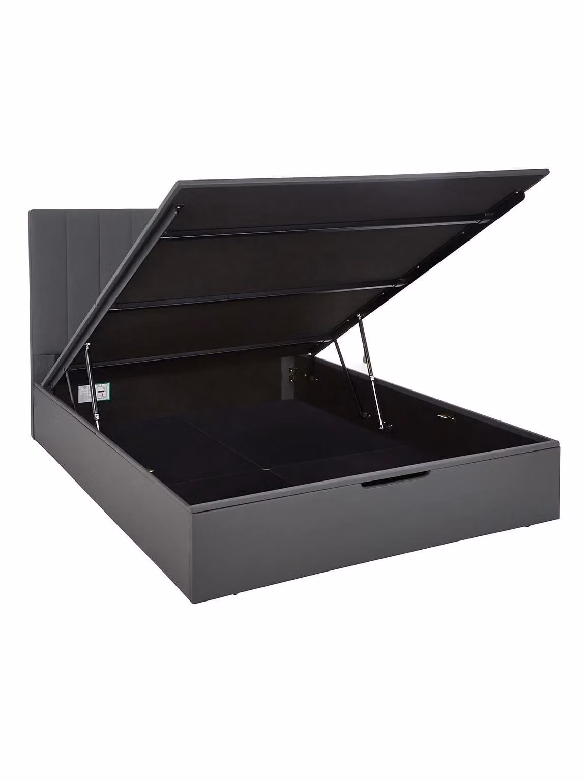Nova Faux Leather Ottoman King Bed Frame in Grey with Lift Up Base Storage