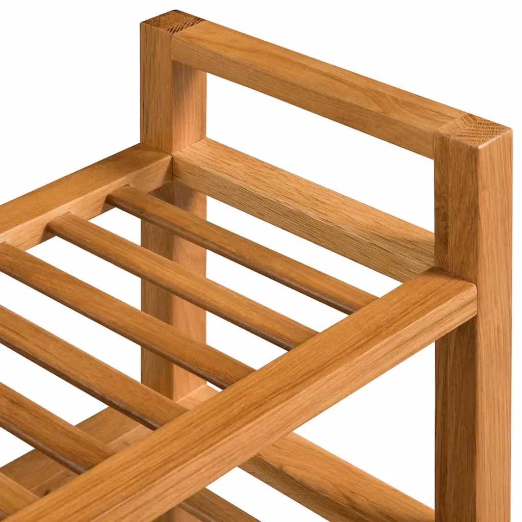 Berkfield Home 3-Shelf Solid Oak Wood Shoe Rack in Brown, W/D/H: 100 x 27 x 60 cm – 2