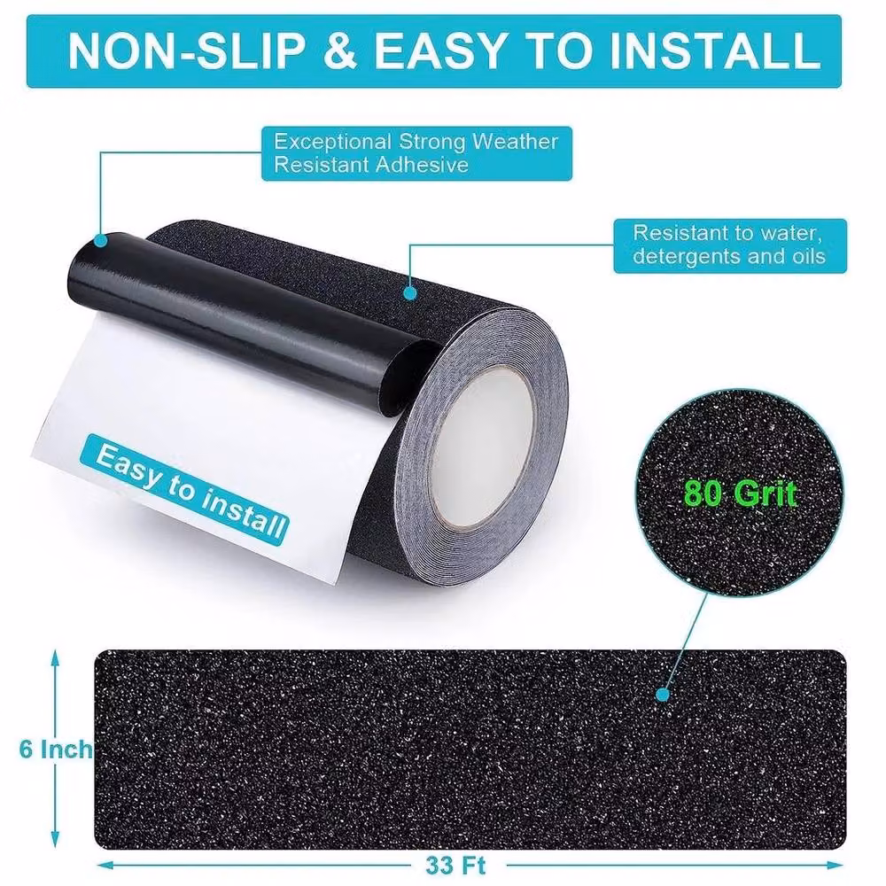 NESTLUNE Black Anti Slip Tape with High Grip Adhesive for Safety Flooring, W: 52 cm, L: 1000 cm – 2