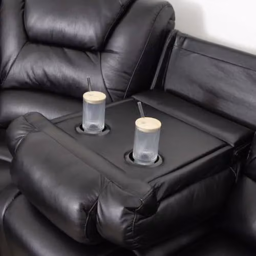Furnishings For Less UK Oxbridge Black 5 Seater Electric Recliner Corner Sofa with LED Lighting, USB Charging and Cup Holders – 5
