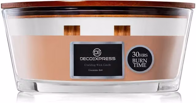 Deco Express Cinnamon Roll Scented Woodwick Candle in Beige – 5