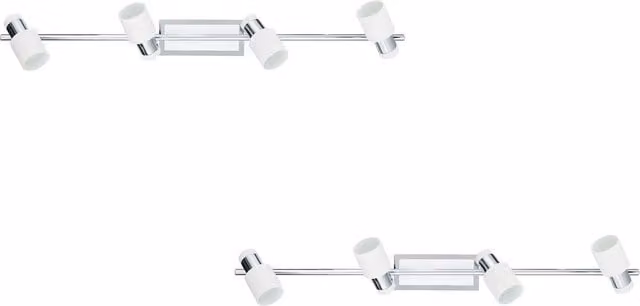 Loops 2 Pack Modern Wall Light in Chrome and White Steel with 4 GU10 Bulbs Included