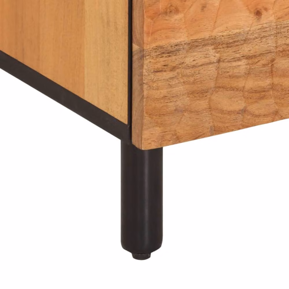 Berkfield Home Industrial TV Cabinet in Brown Solid Acacia Wood, W/D/H: 100 x 33 x 46 cm – 6