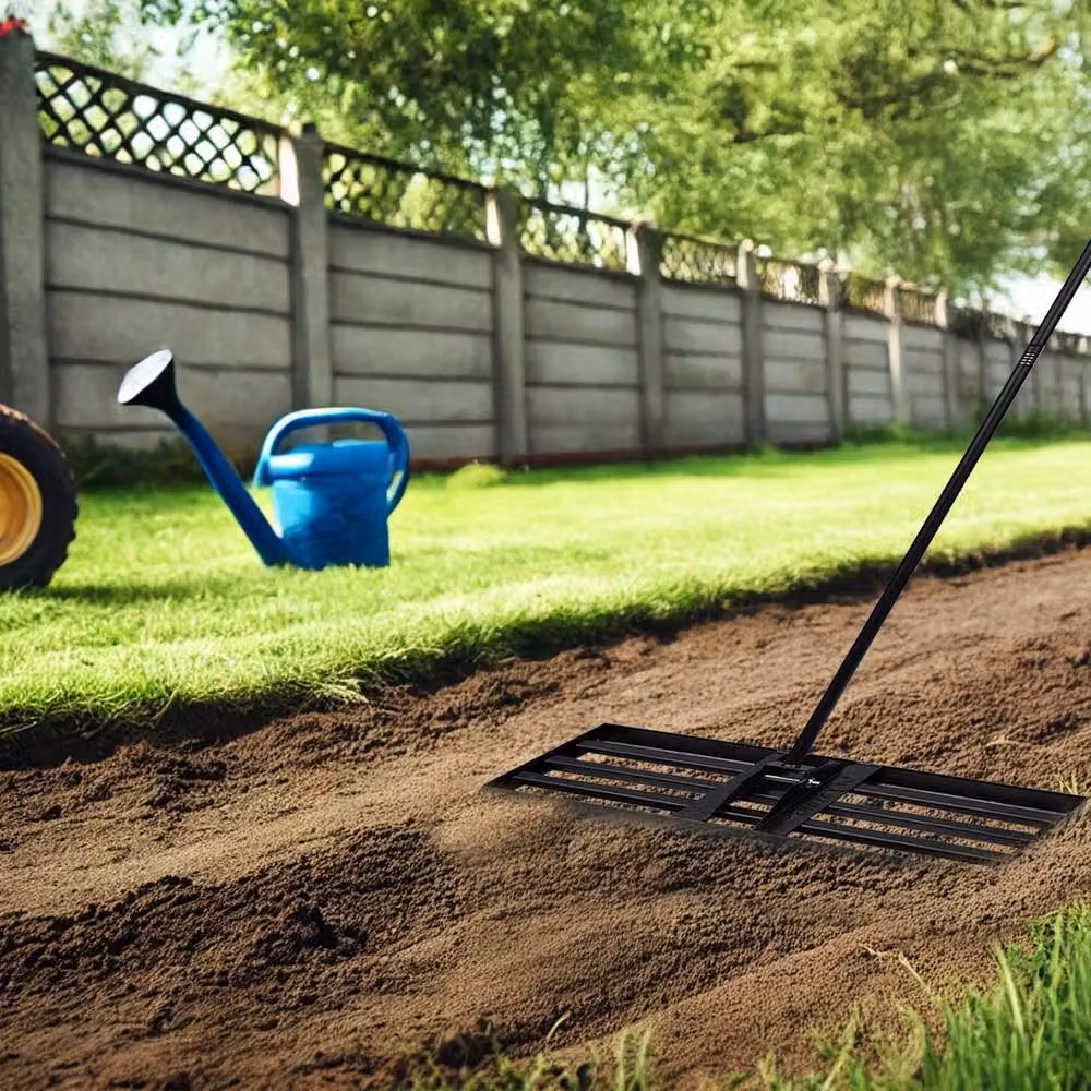Crystals Lawn Leveling Rake with 78 inch Steel Extended Handle in Black – 5
