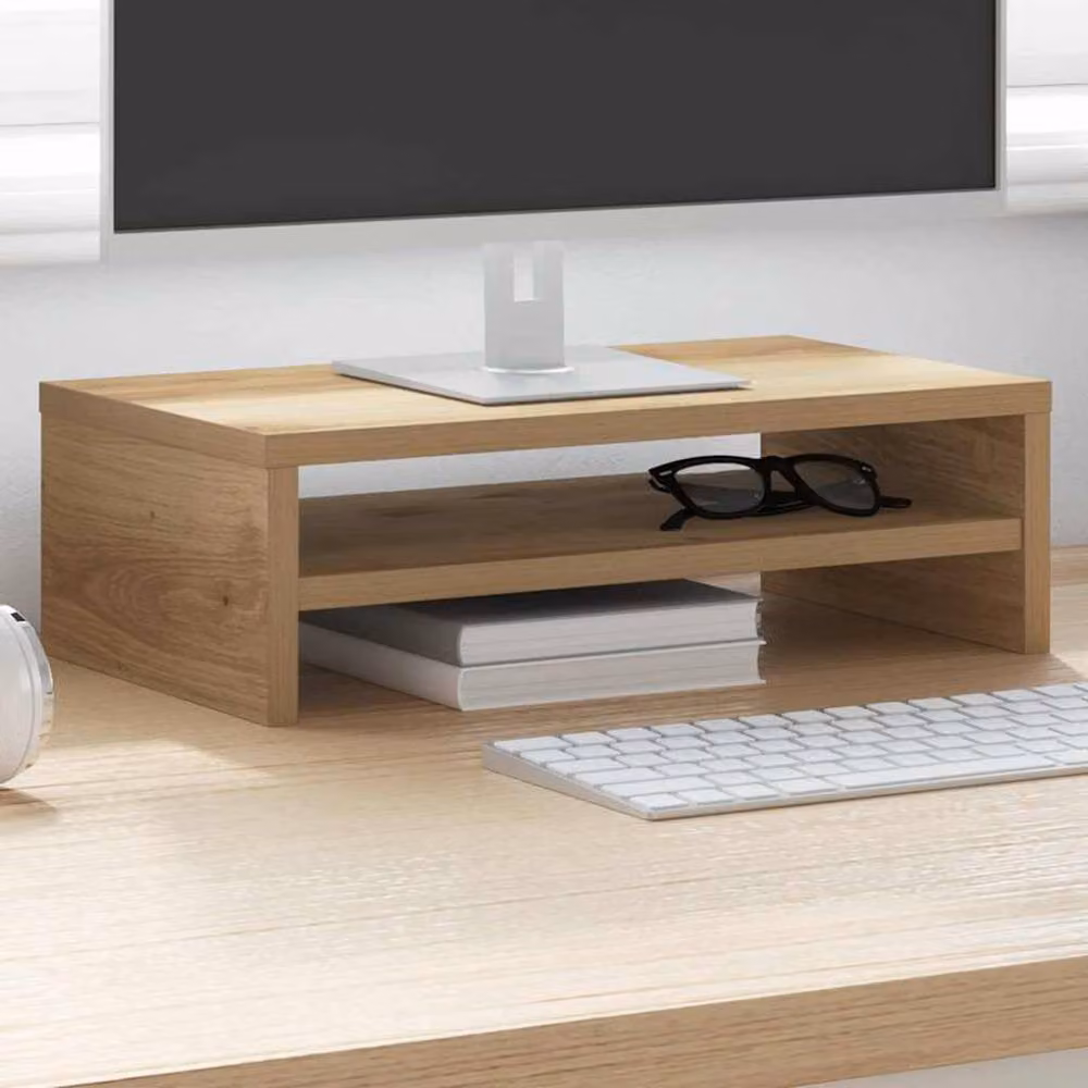 Berkfield Home Artisan Oak Monitor Stand in Brown, W/D/H: 42 x 24 x 13 cm – 3