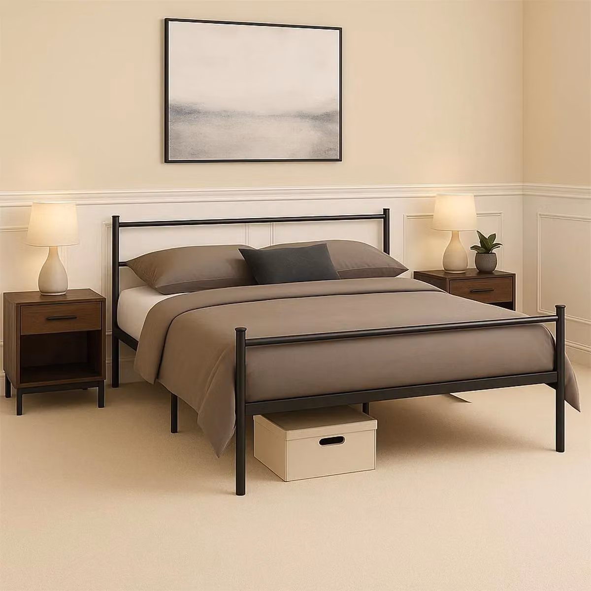 House of Home Modern Double Metal Bed Frame in Black, W/D/H: 140 x 200 cm – 3
