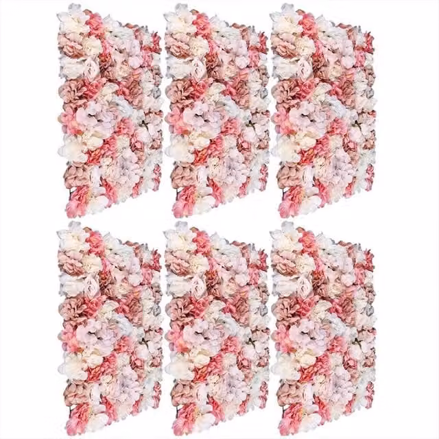 Nordara 6-Piece Pink Silk Hydrangea Flower Panel Wedding Backdrop Decor