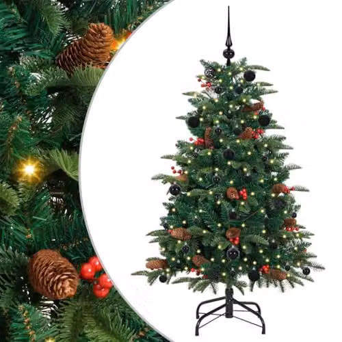 vidaXL Artificial Christmas Tree with 150 LEDs and Stand, Green, Height: 150 cm