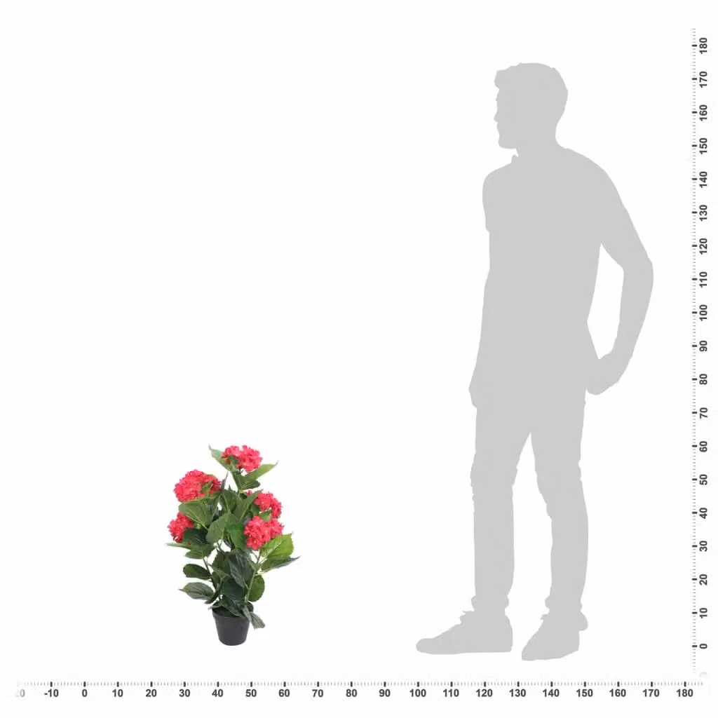 Berkfield Home Red Artificial Hydrangea Potted Plant, Height: 60 cm – 2