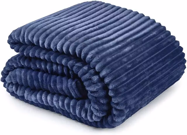 Emma Modern Striped Polyester Throw in Blue