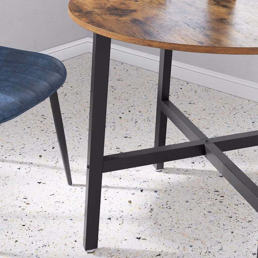 VASAGLE Round Industrial Dining Table in Brown and Black – 4