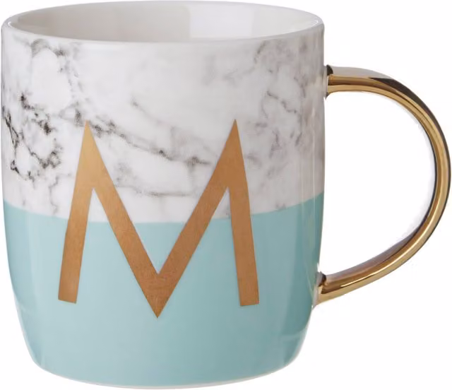 Orsina Pastel Green and Gold M Monogram Ceramic Mug