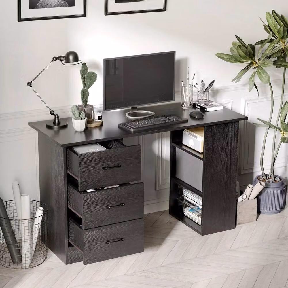 Havendro Modern Black Computer Desk with Storage, W/D/H: 120 x 60 x 72 cm – 3