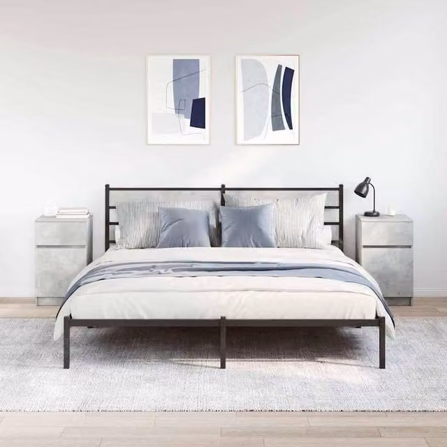 Berkfield Home Set of 2 Durable Industrial Bedside Cabinets in Concrete Grey, W/D/H: 39 x 35 x 65 cm – 1