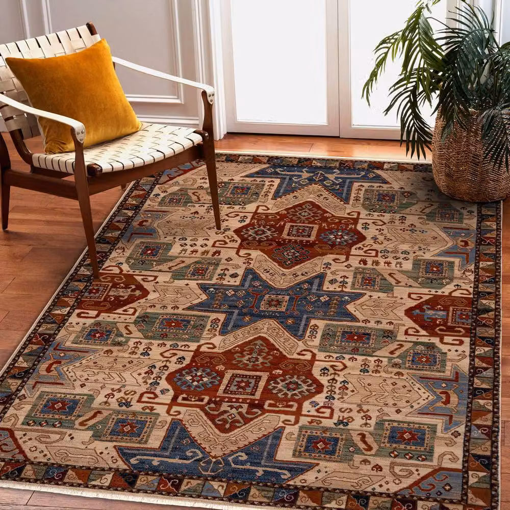 RugsX Wool Keshan Oriental Rug in Beige and Multicolour, W: 80 cm, L: 145 cm – 3