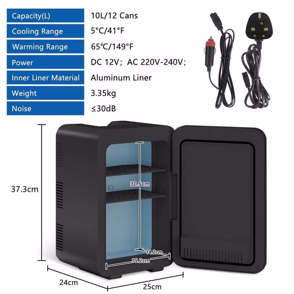 Kelvenix 10L Portable Mini Fridge, Dual Use Cooling and Warming Desktop Refrigerator, Black – 2