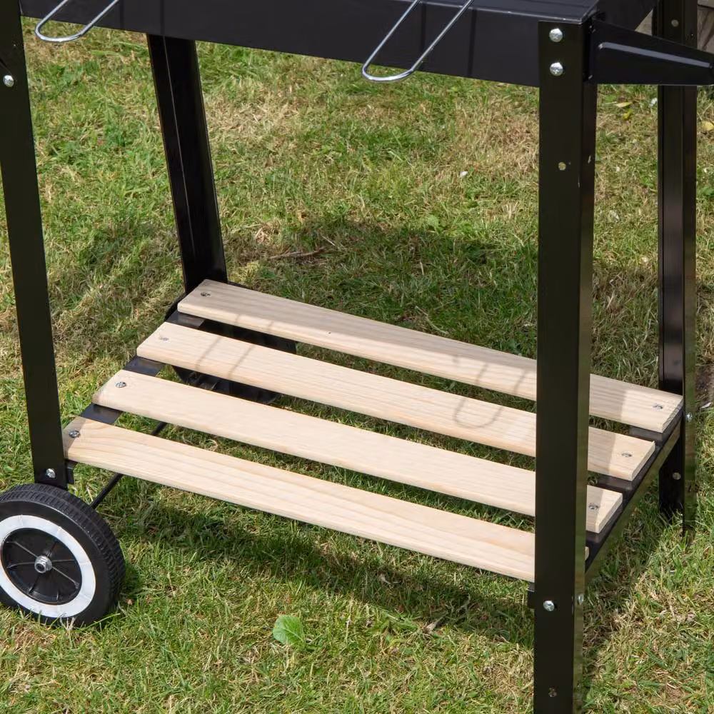 Samuel Alexander Charcoal BBQ Grill Trolley with Wheels and Shelves in Black and Grey, W: 82 cm, D: 29 cm – 3