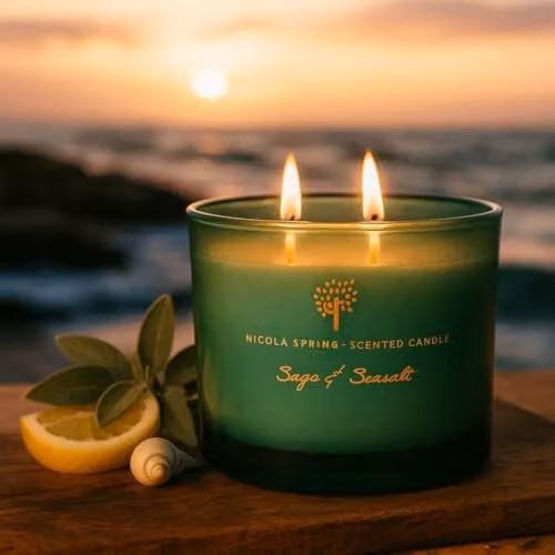 Nicola Spring Sage & Seasalt Scented Candle and Reed Diffuser Set in Green – 1