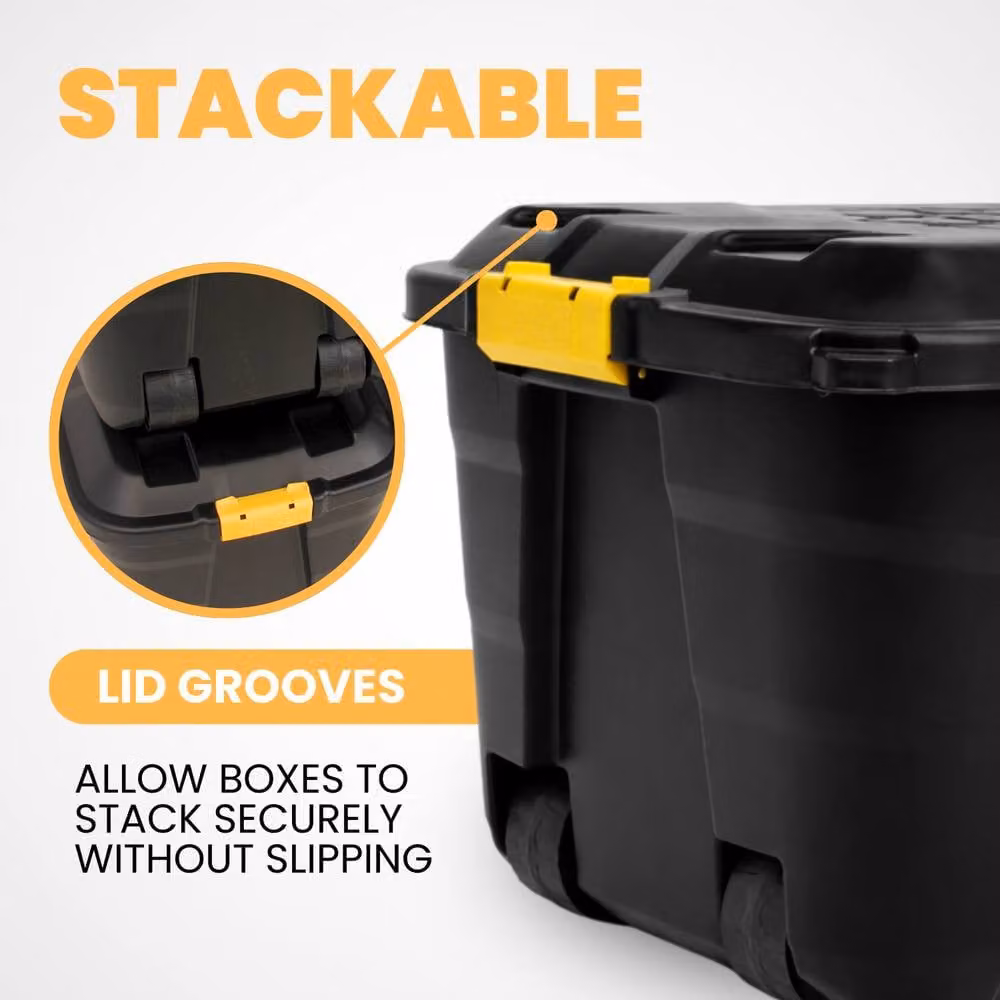 Novecrafto Extra Large 190L Heavy-Duty Storage Box with Lid and Wheels, Black, W/D/H: 120 x 59 x 66 cm – 7