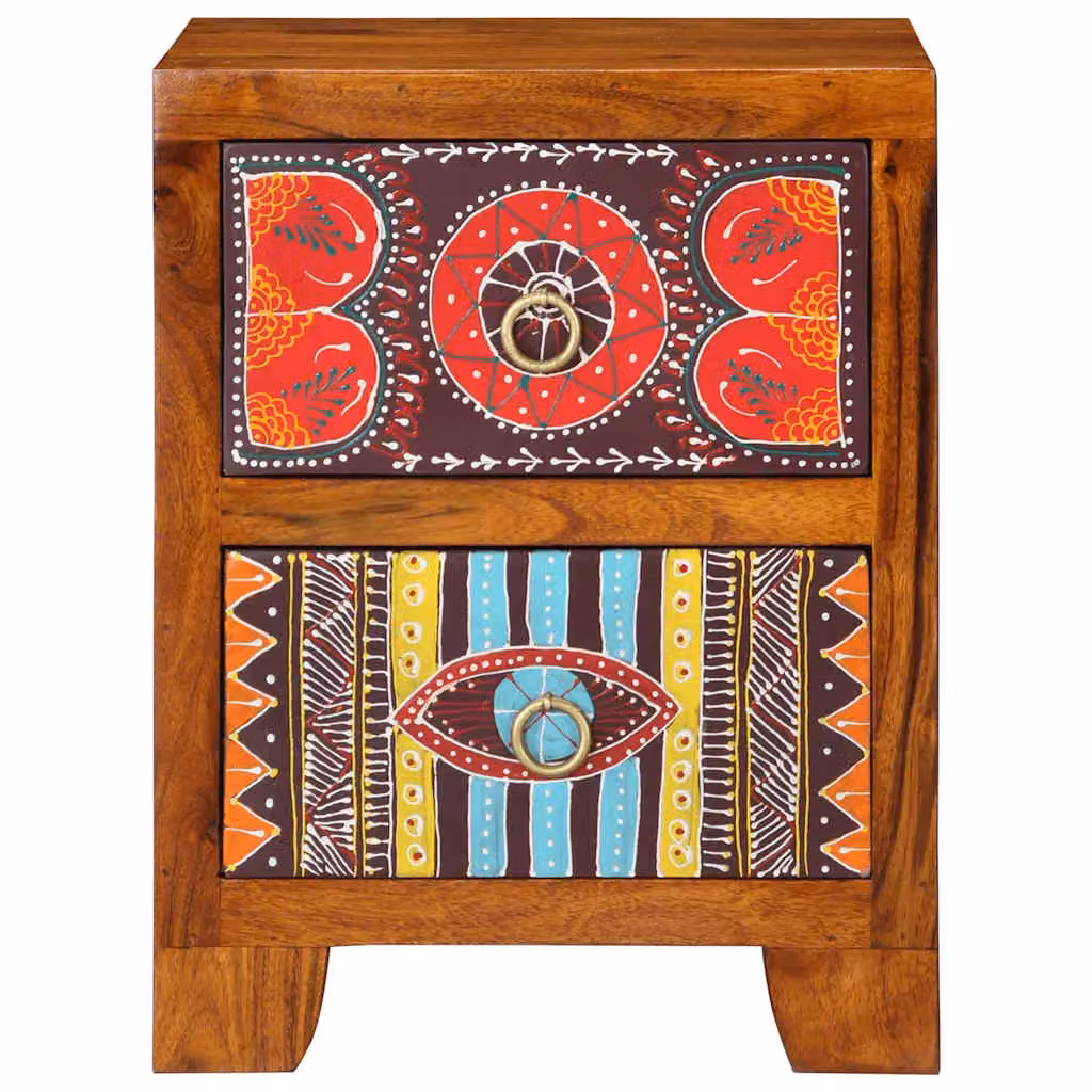 Berkfield Home Set of 2 Acacia Wood Bedside Cabinets in Brown, W/D/H: 35 x 35 x 45 cm – 2