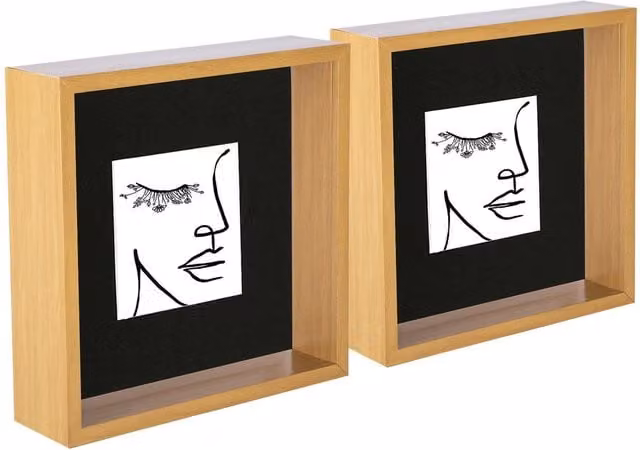 Nicola Spring Pack of 5 Modern Square 3D Deep Box Photo Frames in Black, W/D/H: 20.32 x 20.32 x 20.32 cm