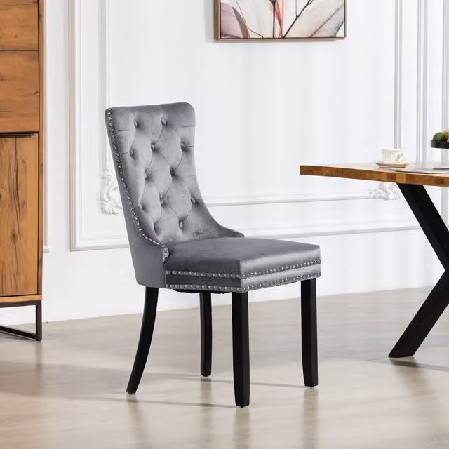 Artemis Home Ceres Velvet Fabric Dining Chairs - Set of 2 - Grey