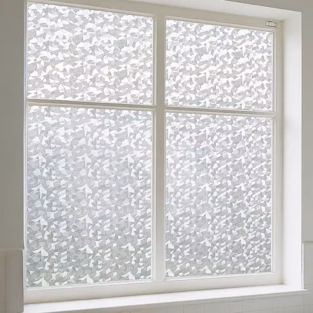 Livingandhome Self Adhesive 3D Privacy Film for Glass Windows in Translucent White Crystal Stone Pattern