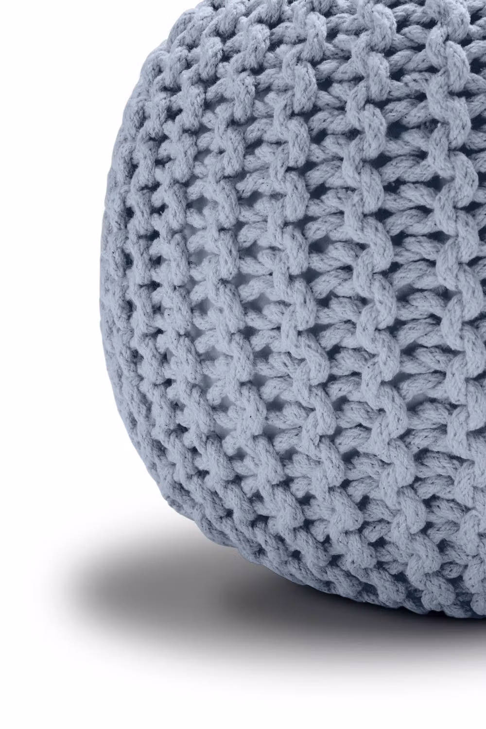 Home Sweet Home UK Snug City Silver Chunky Knitted Round Cotton Pouffe Ottoman W/D/H: 50 x 50 x 30 cm – 3