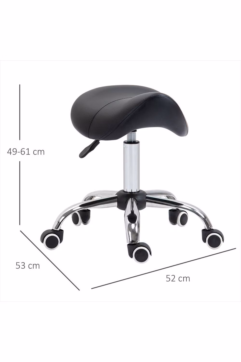 ERGOVEXA Black Cosmetic Stool with 360 Degree Rotation and Height Adjustment for Salon, Massage and Spa Use – 2