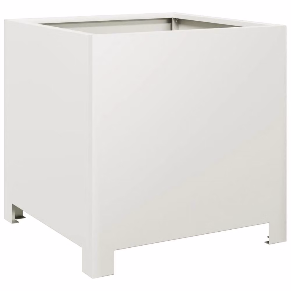 Berkfield Home Durable Steel Garden Planter Tub, White, W/D/H: 40 x 40 x 40 cm – 3