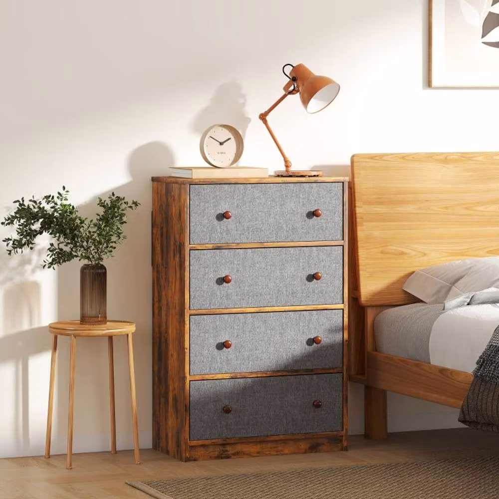 STILVORA Modern 4 Drawer Grey Chest of Drawers with Wooden Structure – 3