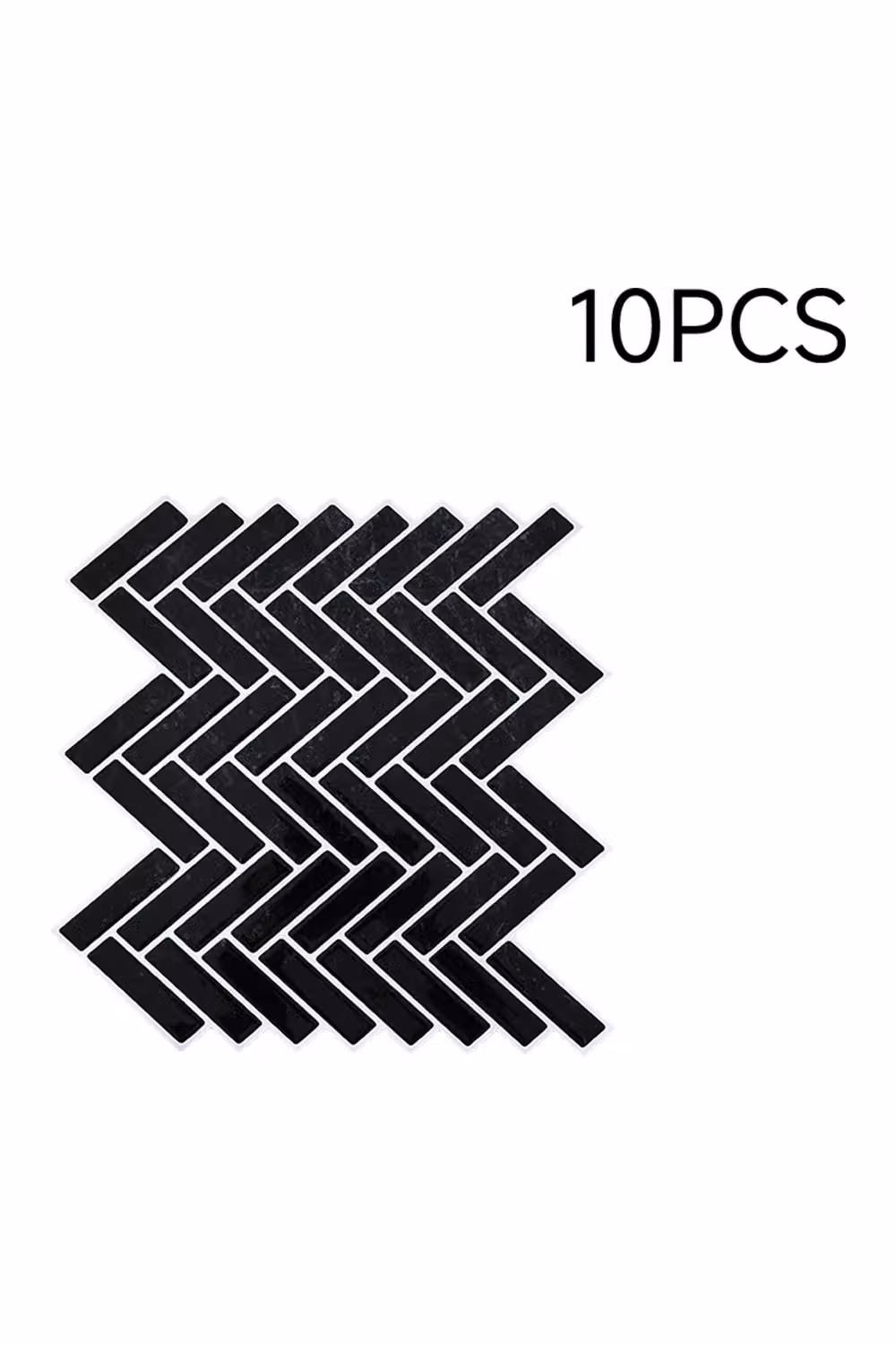 Living and Home 10Pcs Self-Adhesive 3D Herringbone Tile Look Wall Stickers, Black – 3