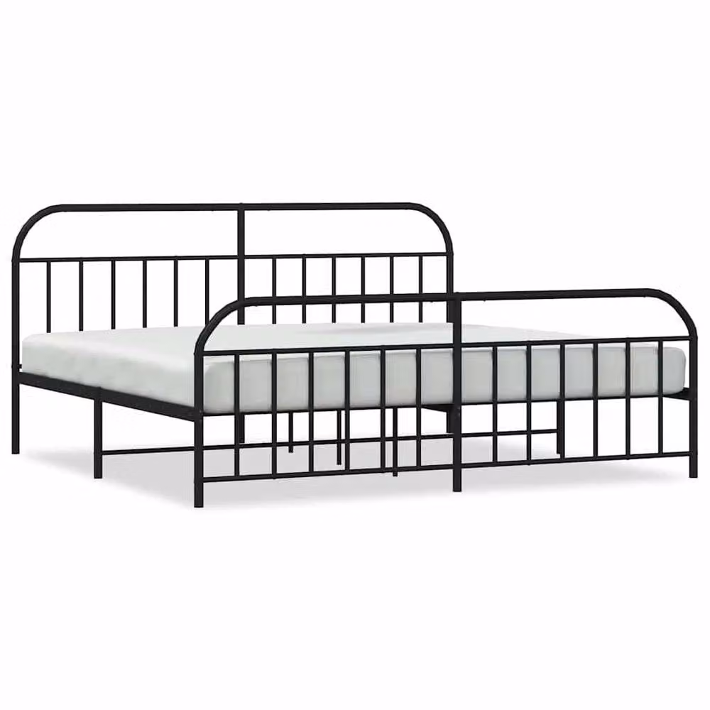 Berkfield Home Metal Bed Frame with Headboard and Footboard in Black, W/D/H: 193 x 198 x 100 cm – 3