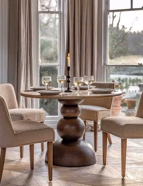 Gallery Direct Sculpt Round Dining Table in Natural Stone and Mango Wood Mix