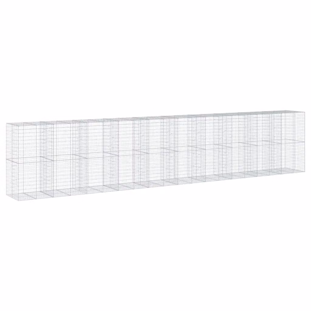 Berkfield Home Galvanised Steel Gabion Basket with Cover in Silver, W/D/H: 1000 x 100 x 200 cm – 2