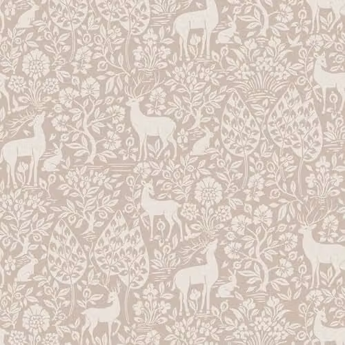 Holden Decor Pink Deer and Woodland Themed Arts and Crafts Style Wallpaper