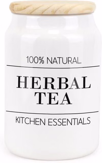 Purely Home Minimalist Essentials Ceramic Herbal Tea Storage Canister in White or Black