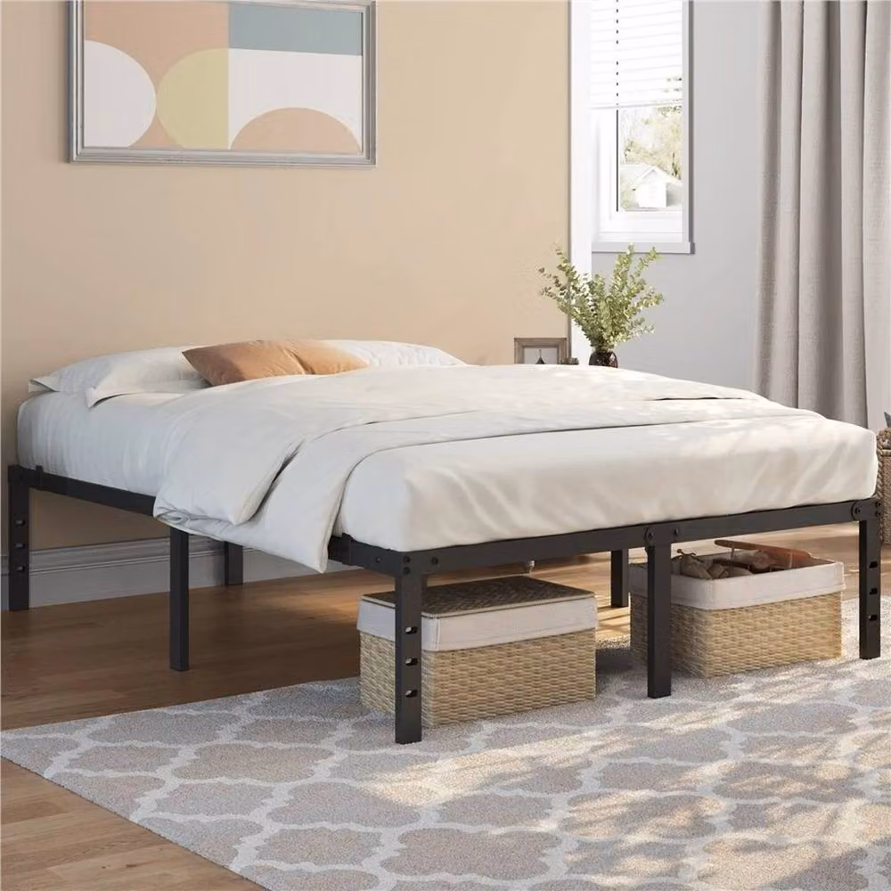 PAWNORA Metal Platform Bed Frame, Black, W/D/H: 150 x 200 x 36 cm – 5
