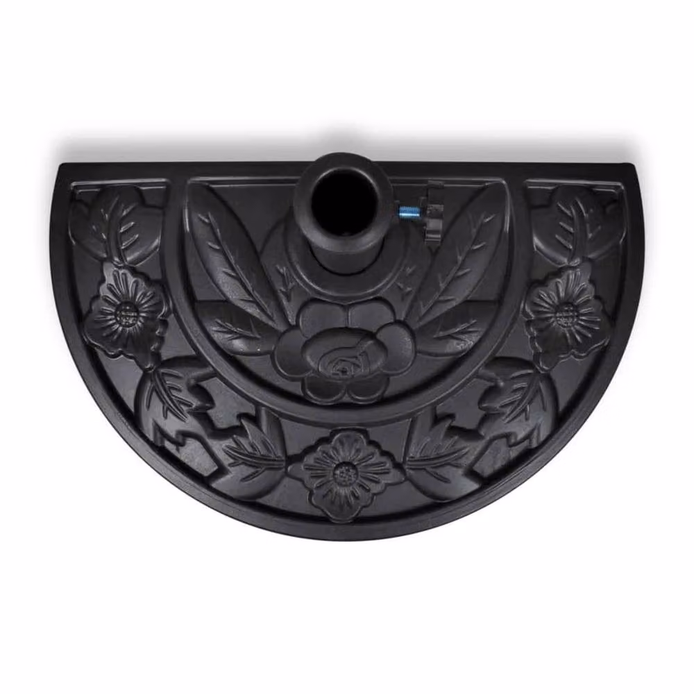 Berkfield Home Black Resin Half Round Parasol Base – 3