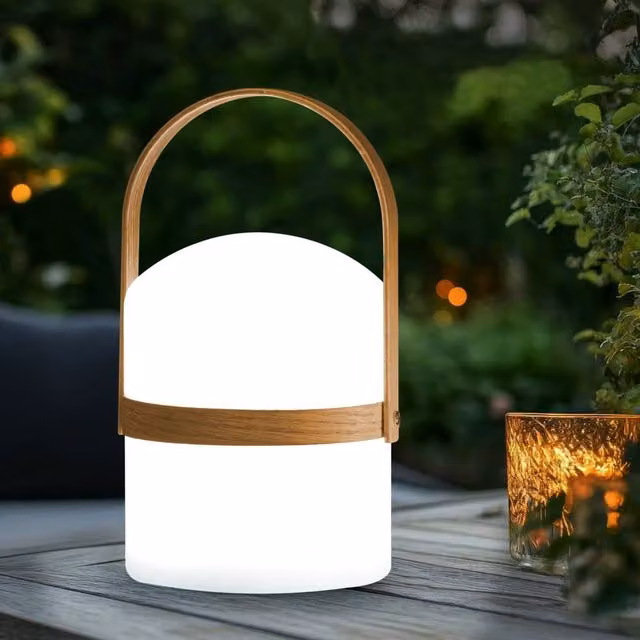 Wyld and Coco White Outdoor LED Table Lamp with Remote Control, IP54 Waterproof and Rechargeable, H 25.0 cm x W 14.0 cm x D 14.0 cm