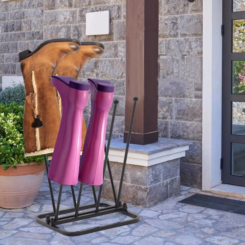 VOGREX Black Steel Freestanding Boot Rack for 4 Pairs – 4